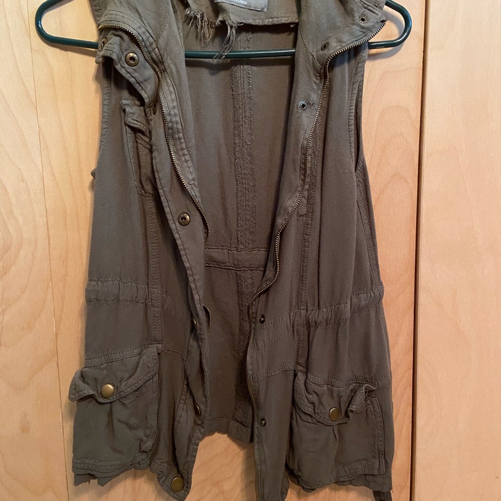 Collared army green vest